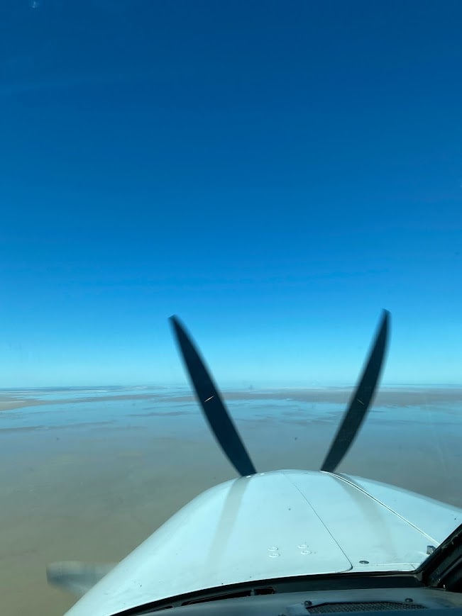 Lake Eyre Flood viewed from the cockpit
