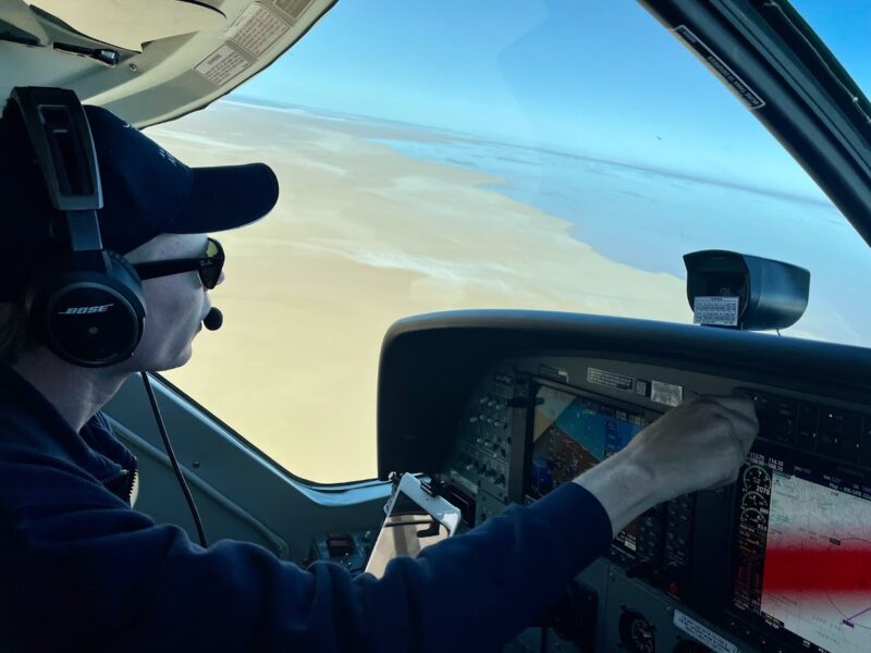 Pilot Jacob flying over Lake Eyre