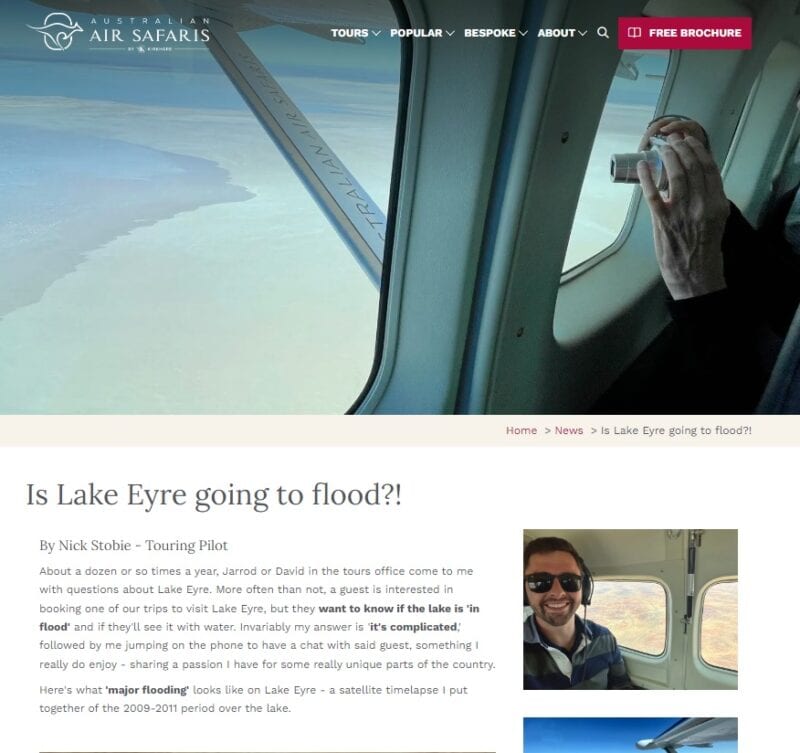 Lake Eyre flooding explainer website page